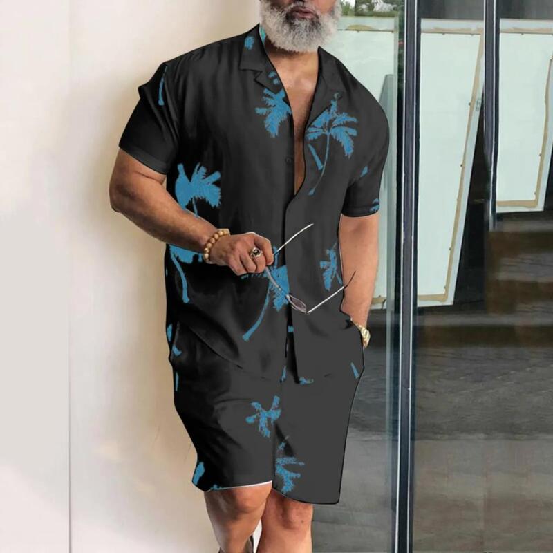 Men Shirt Sets 3d Print Coconut Tree  Short Sleeve Casual Shirt oversized Beach Shorts Summer Streetwear Hawaiian Suits Clothes