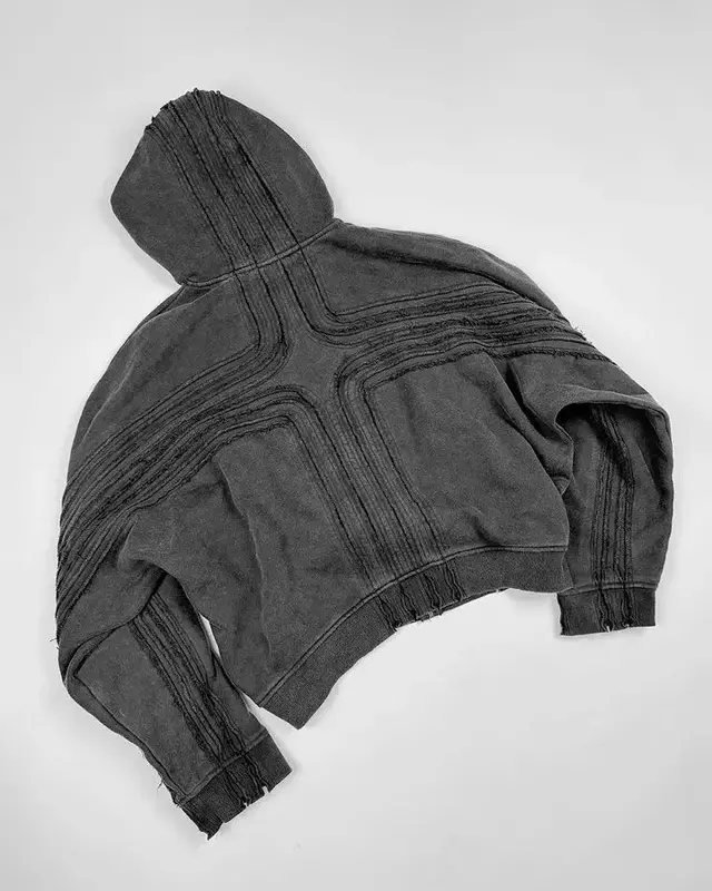Retro Goth Zipper Sweatshirt Hoodie Punk Oversized Loose Y2k Hoodie Black Patchwork Long Sleeve Pullover Men Women Streetwear