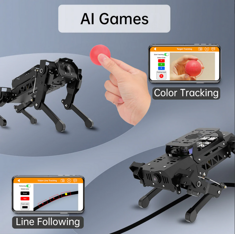 2022 nova puppypi quadruped robô com visão de ia alimentado por raspberry pi ros open source robô cão para hiwonder