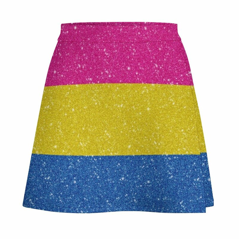 Faux Glitter Pansexual Pride Flag Background Mini Skirt skirt for woman skirt for women