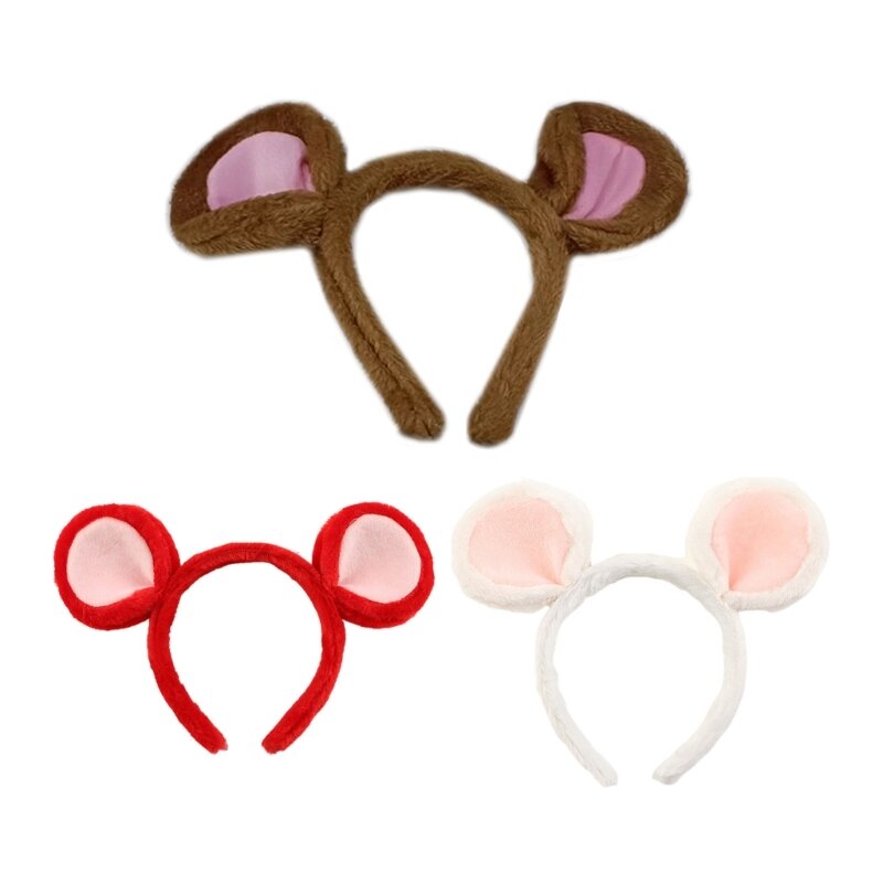 Cartoon muis oorvorm haarhoepel schattig wasgezicht haarhouder Halloween feestkostuum hoofddeksels voor kinderen vrouwen