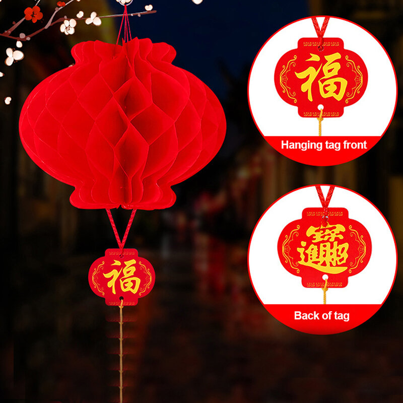 فانوس ورقي أحمر صيني تقليدي ، زينة فوانيس احتفالات مقاومة للماء ، دلاية معلقة ، سنة جديدة ، 6 بوصةأو 10