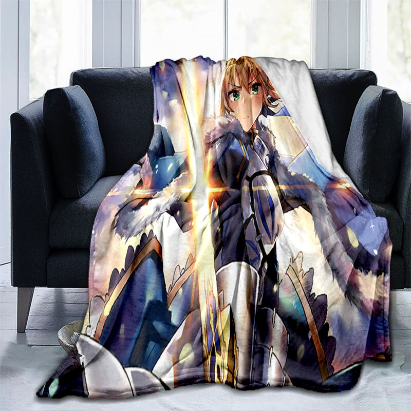 Fate Soft Plush Sofa Bed Throwing Cartoon Picnic Blankets Modern Flannel Blanket Cover Gedruckt Bettdecke Geschenk Cartoon girl