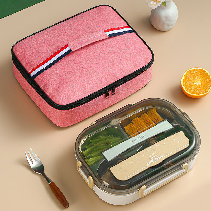 Square Thicken Thermal Lunch Bag Bento Box Food Carrier Insulated Cooler Storage Bags Large Ice Pack Picnic Pouch Women Lunchbag