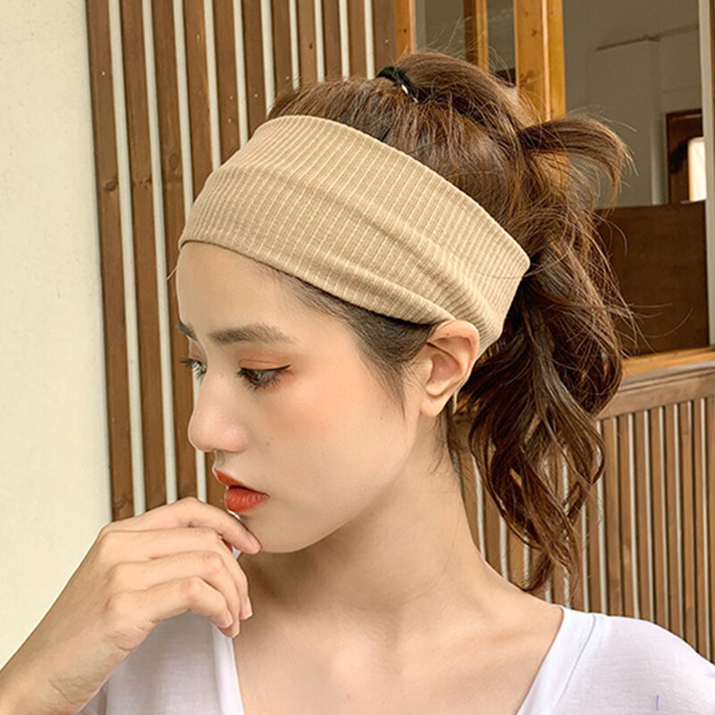 Stricken Yoga Stirnband elastische Baumwolle einfarbige Haar bänder für Fitness Yoga Running Headwrap Zubehör Make-up Haar bügel