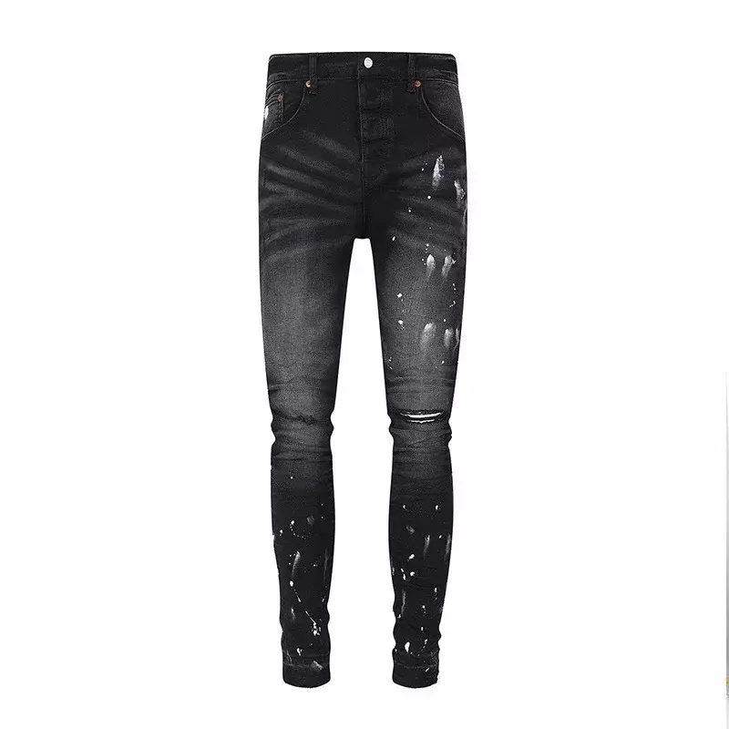 Top street black paint distressed Purple ROCA Brand jeans Modne spodnie najwyższej jakości w rozmiarze 1:1 28-40