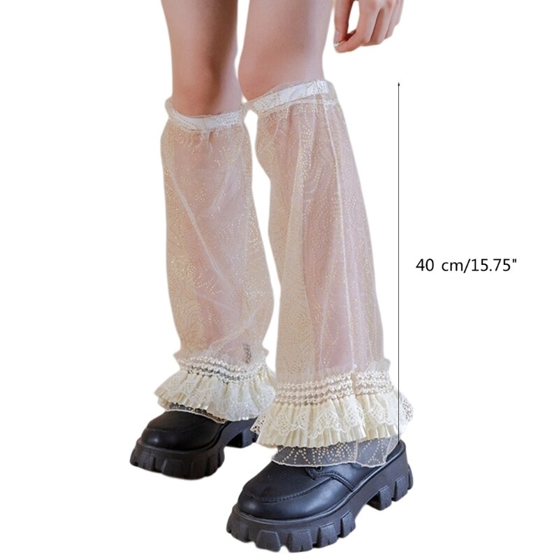 Tiulowe getry letnie legginsy nakładki na buty dla kobiet ocieplacze na nogi dla słodkich dziewcząt festiwal muzyczny długie na