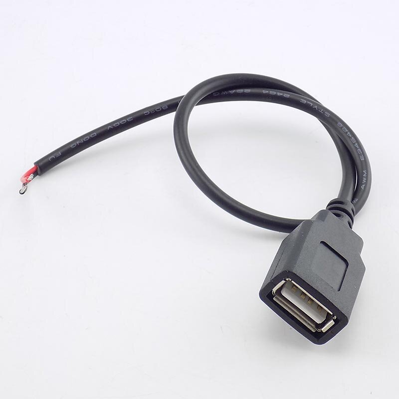 0.3/1/2M USB 2.0 Type A Female 2 Pin DIY extension power Cable DC 5V Power Supply Adapter Charge Connector Wire L19