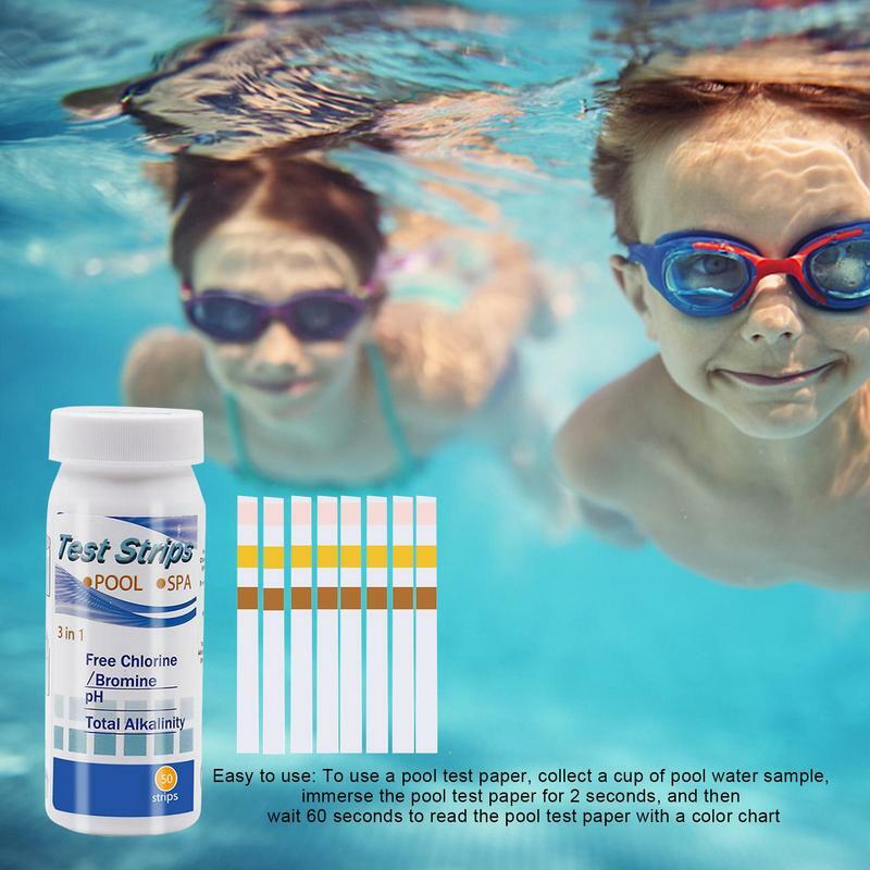 Tiras de teste de piscina para piscina Papel de testador PH Valor de cloro Tira de teste de dureza Suprimentos de teste multifuncionais