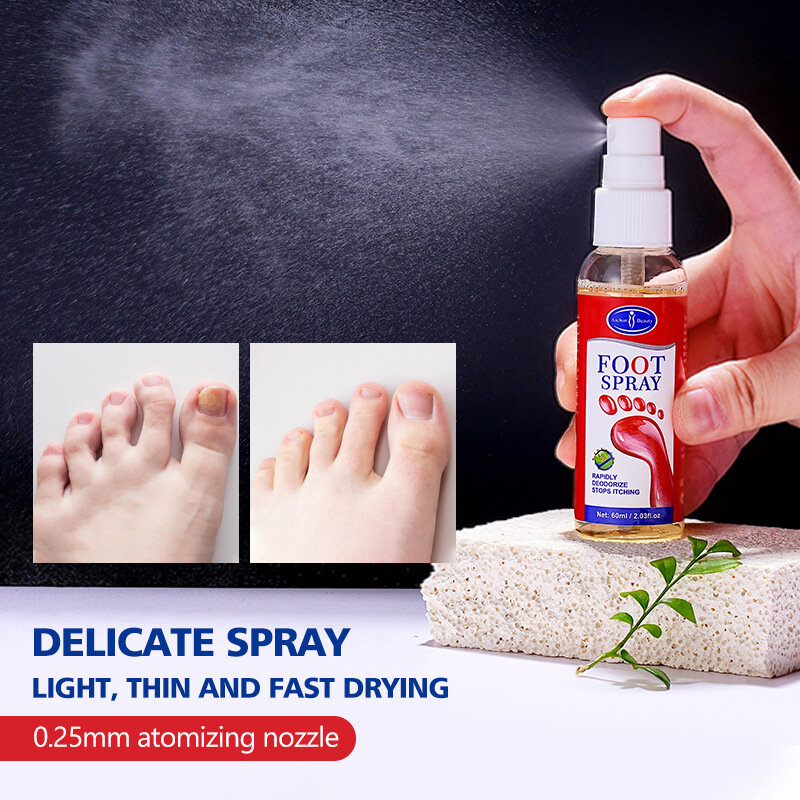Cuidado com os pés Desodorante Antitranspirante de Longa Duração, Spray Desodorante, Eficaz, Remove o Suor dos Pés, Hidratante, Reparando Perfume, 60ml