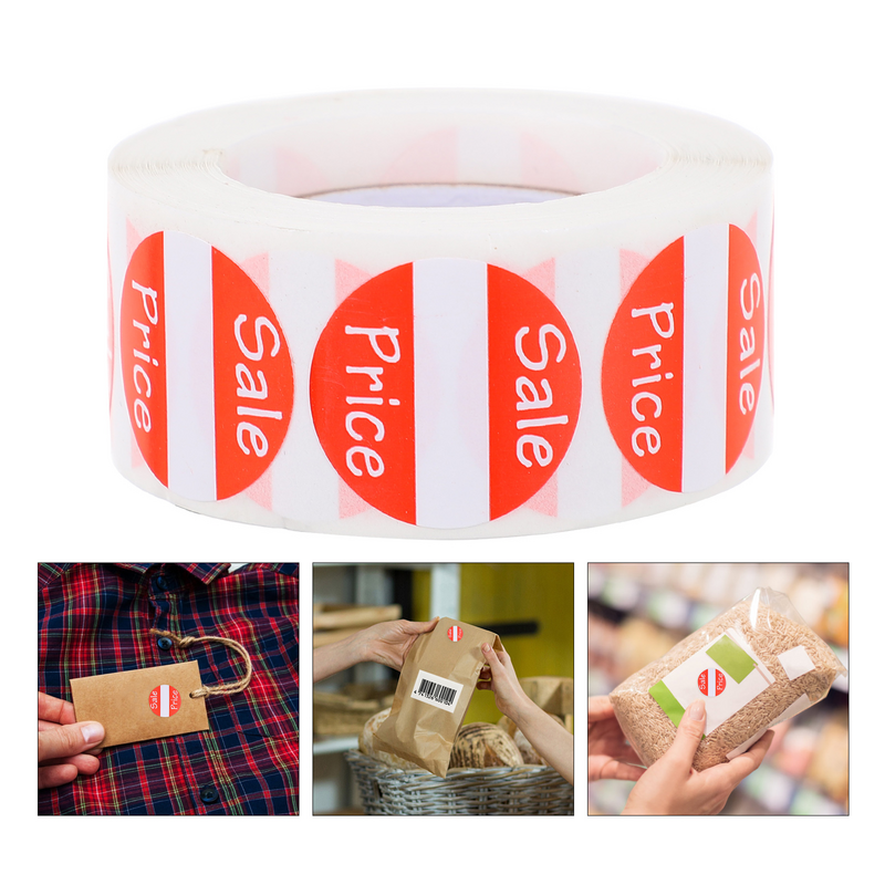 Etiquetas de preço redondo para supermercado, decalque, papel varejo, decalques promocionais, venda fita