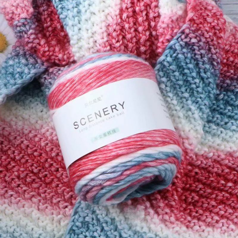 100g Worsted Hand Knitting Cake Yarn Ombre Colorful Crochet Woven Thread DIY Craft for Winter Warm Scarf Coat Sweater