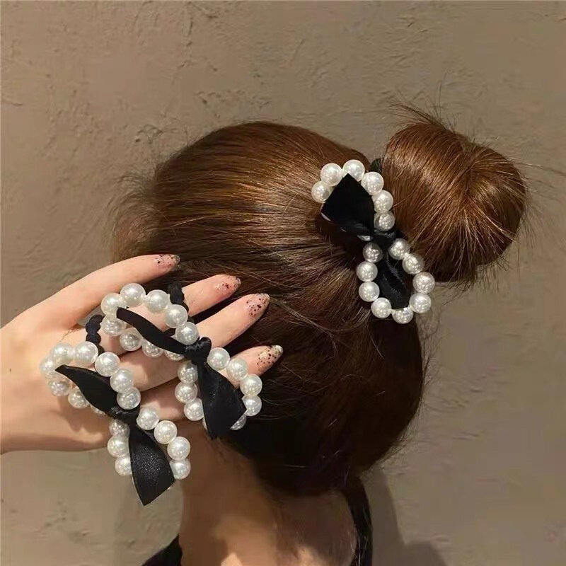 Gomas para el pelo con perlas para mujer, lazos para el cabello de estilo coreano, coleteros para niña, accesorios para el cabello