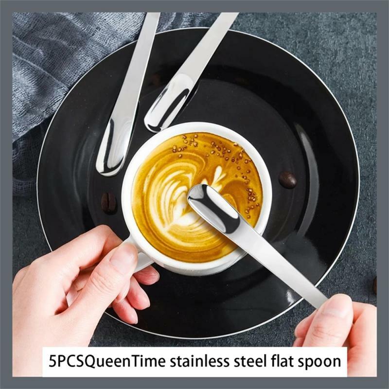 Tea Spoon Stainless Steel Flat Spoon Espresso Spoon Dessert Small Coffee Scoop Mixer Stirring Bar Spoon Kitchen Tableware