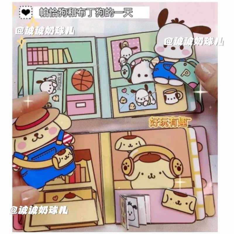 Creative DIY Sanrio Quiet Book Toy Cartoon Anime Kuromi Cinnamoroll Pochacco Pompom Purin Home DIY Book Material Bag Supplies