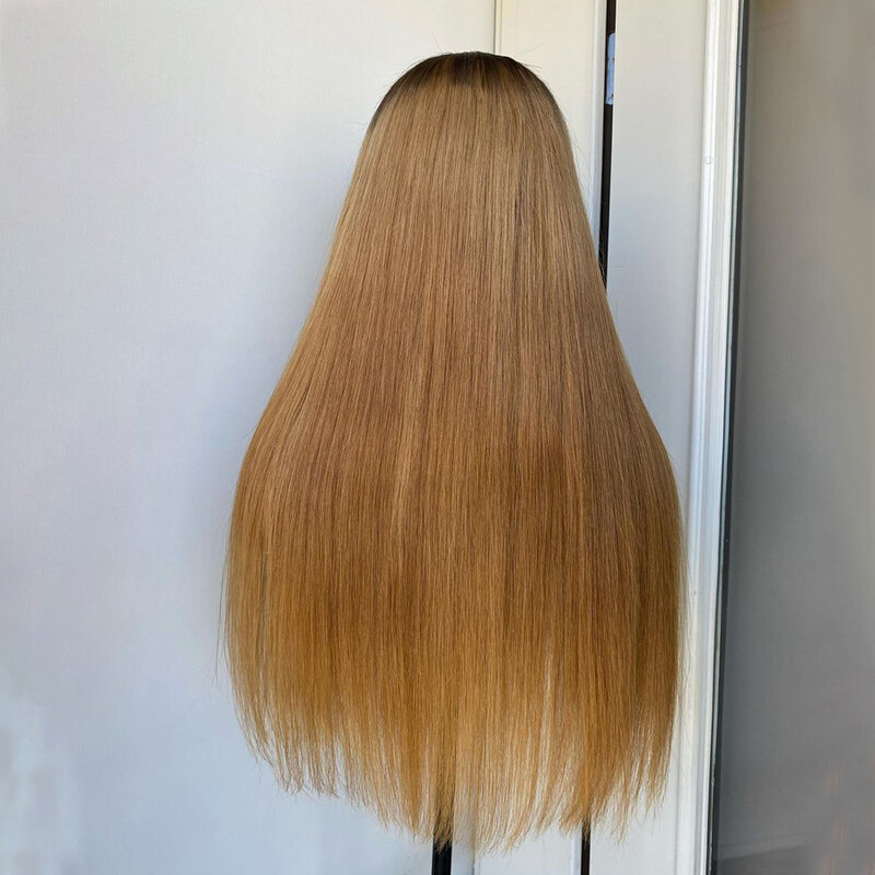 Soft 180Density 26“ Long Ombre Honey Blonde Straight Lace Front Wig For Black Women Babyhair Preplucked Heat Resistant Glueless