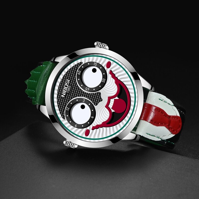Fajne zegarki męskie Joker klasyczne męskie zegarki klauna modne skórzane paski wodoodporne kwarcowe zegarki na rękę Reloj Hombre Drop Shipping