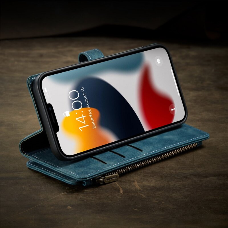 เคสกระเป๋าเงินหนังมีที่ใส่บัตรแนววินเทจสำหรับ iPhone 11 12 13 14 15 PRO MAX MINI XR XS MAX 8 7 6S PLUS SE 2020ฝาครอบ2022