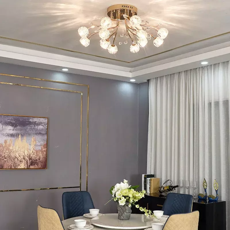 Современные светодиодные подвесные лампы для потолка, стеклянная люстра с цветами для гостиной, спальни, Хрустальные подвесные светильники для декора комнаты