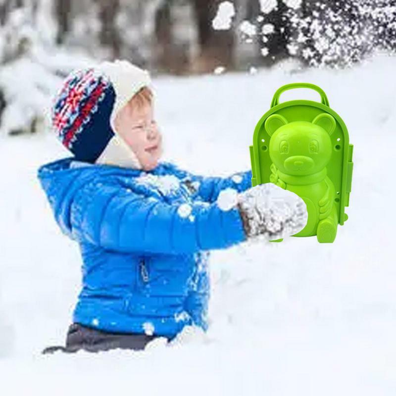 คลิปลูกบอลหิมะสำหรับเด็กและผู้ใหญ่ของเล่น3D การ์ตูนรูปหมีใช้งานง่ายสำหรับฤดูหนาวต่อสู้เครื่องมือเกมกลางแจ้งสำหรับเด็กและผู้ใหญ่