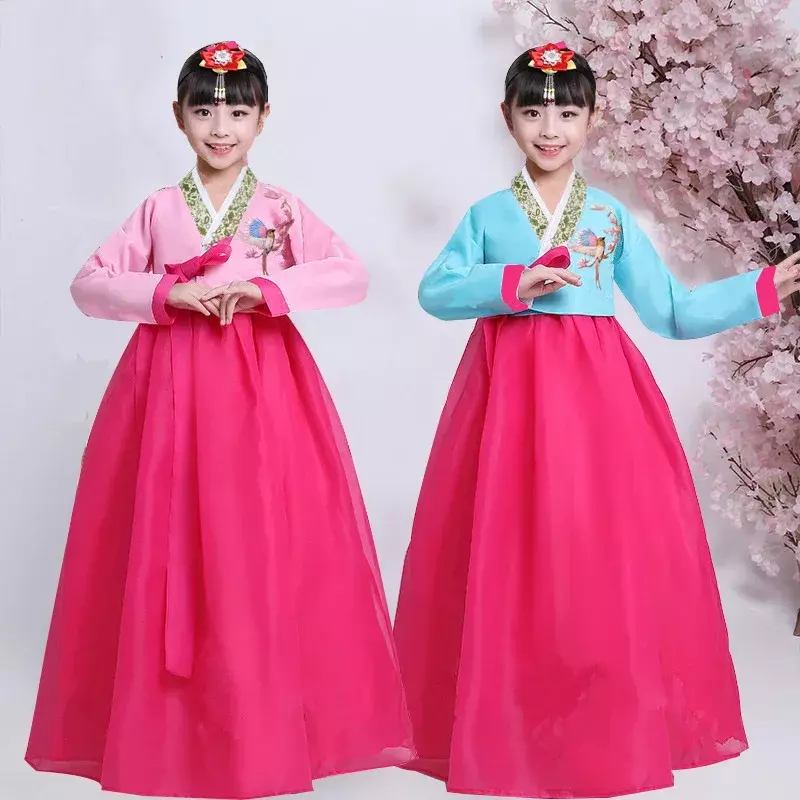فستان زفاف هانبوك التقليدي الكوري للفتيات ، ازياء مسرح الرقص للأطفال ، أداء الأطفال ، ملابس آسيوية للحفلات ، زي المهرجان