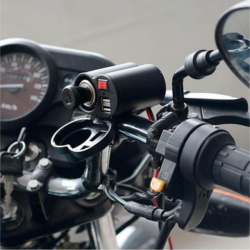 Receptáculo de enchufe de encendedor de motocicleta, cargador de salida de enchufe de coche de 15V, manillar y espejo retrovisor, abrazadera, Kit de toma de corriente, interruptor