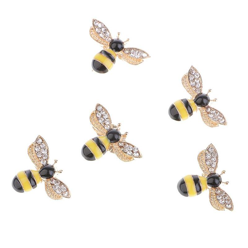 Botones planos de diamantes de imitación de aleación en forma de abeja, accesorios, 25mm, 5 piezas