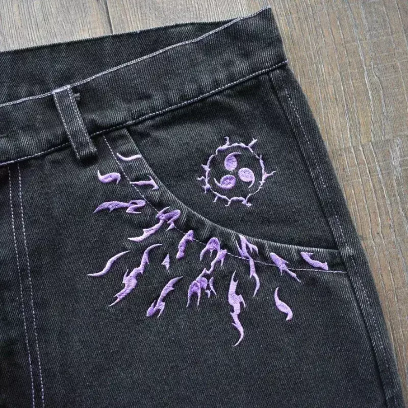 Y2K jeans da uomo Harajuku Baggy vintage Anime patterns goth Hip Hop Streetwear uomo donna moda Casual estetica jeans a gamba larga