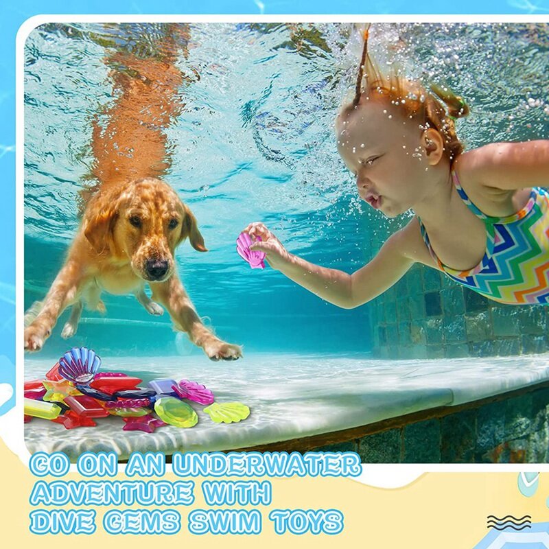 52 stück Tauchen Edelsteine Pool Spielzeug Marine Tiere Edelsteine Pirate Schatz Brust Sommer Unterwasser Schwimmen Spielzeug