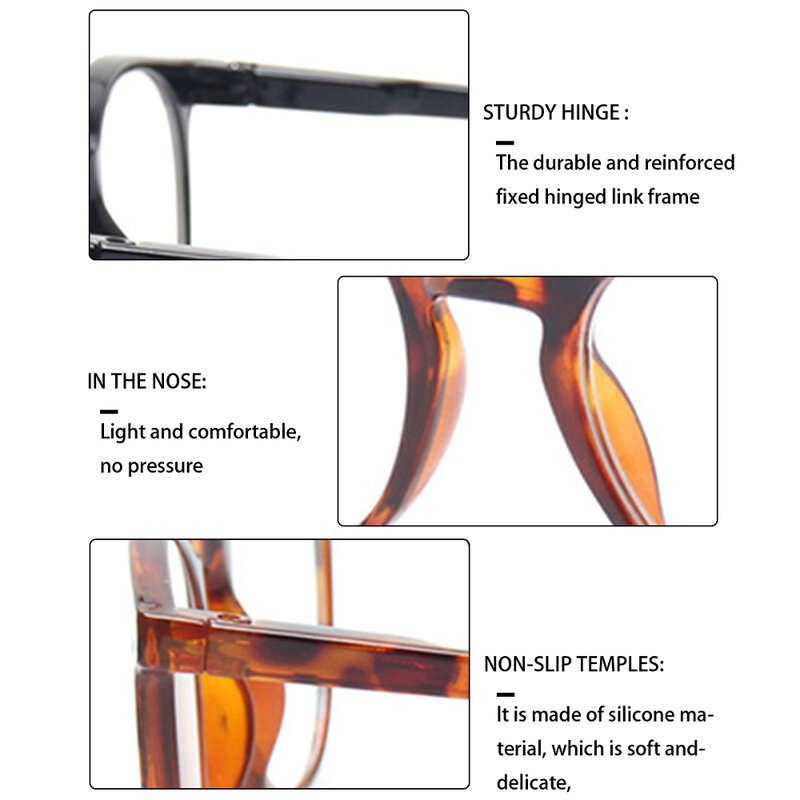 BONCAMOR kacamata baca untuk pria dan wanita, gaya sederhana lensa pembesar bulat lensa HD kacamata resep ringan