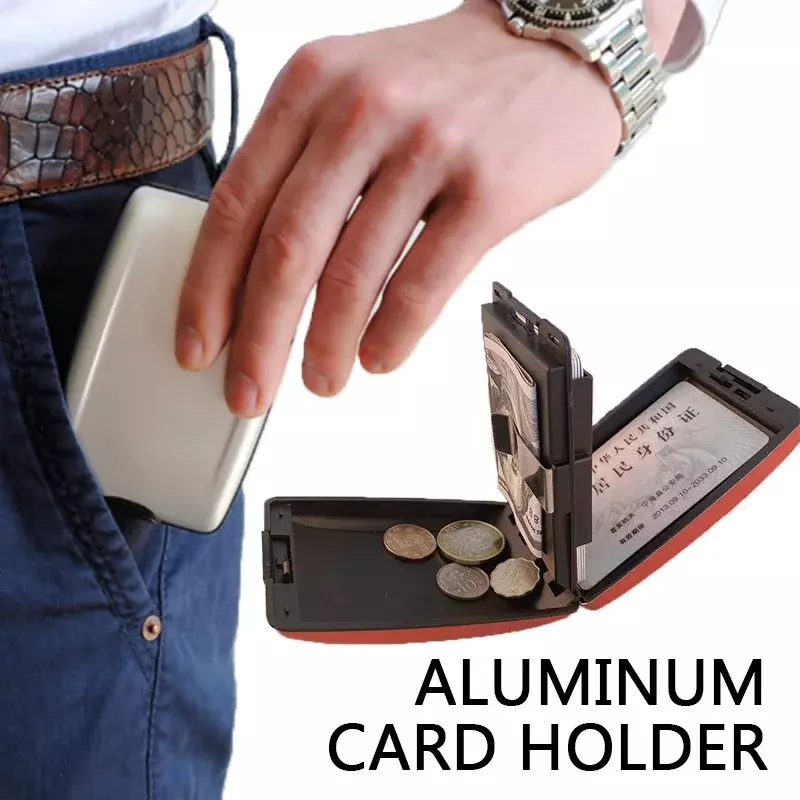 Billetera de Metal de aluminio Anti-escaneo, billetera de bloqueo de crédito, estuche de protección para tarjetas de negocios, monederos, estuche de aluminio para tarjetas de crédito