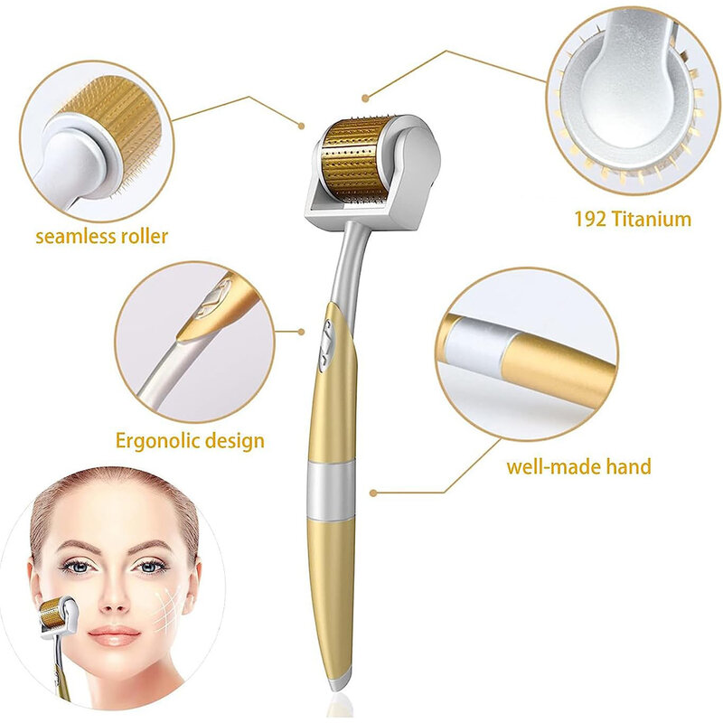 Rodillo Derma ZGTS de titanio profesional, 192 agujas para el cuidado facial, tratamiento para la pérdida de cabello, certificado CE, microagujas probadas
