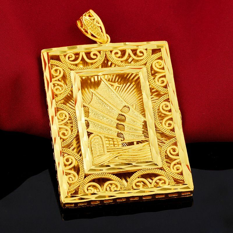 UMQ-Colgante de navegación liso para hombre, cadena de cuerda de jefe elegante chapada en oro de 24K, cobre puro 100% genuino de la suerte, regalos