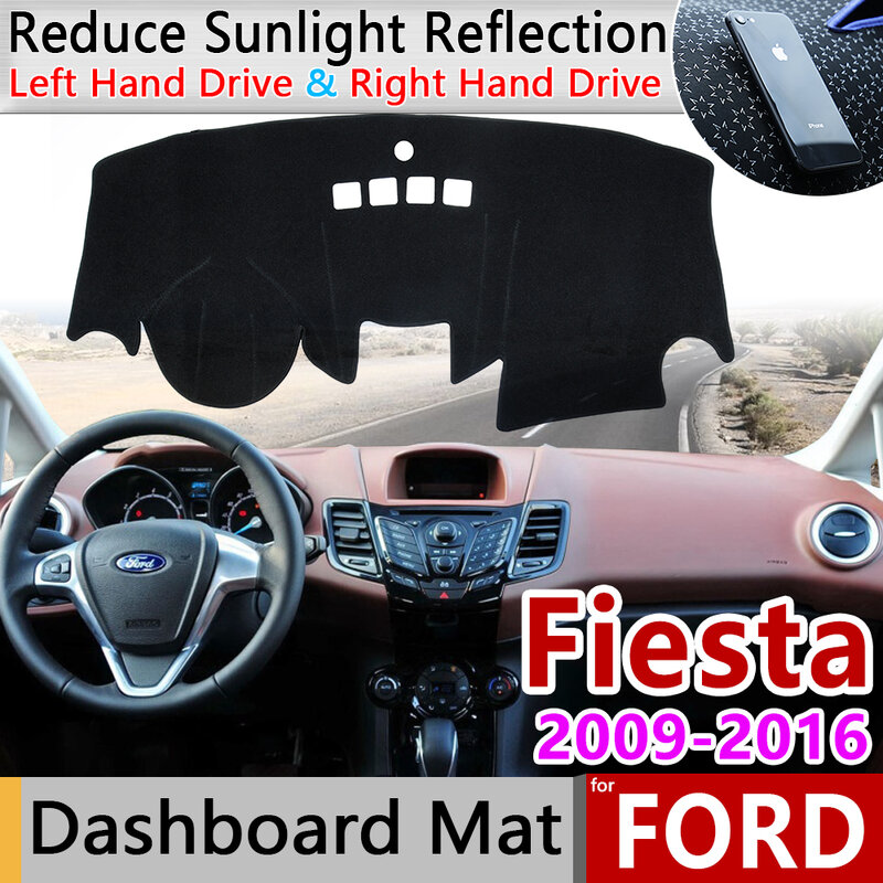 Para Ford Fiesta MK7 ST 2009 2010 2011 2012 2013 2014 2015 2016 alfombrilla antideslizante salpicadero proteger Accesorios