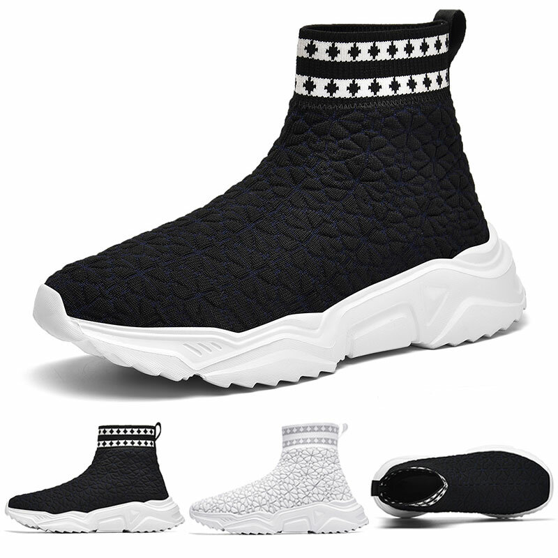 High Top Casual Shoes Breathable Sock Shoes Outdoor Women Men Sneakers for Dancing Running Thick Soled Cushioning Shoes EU 36-45
