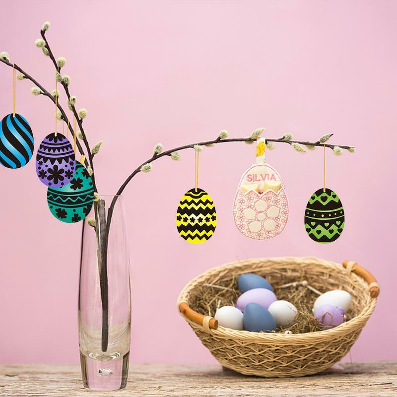 Kit kerajinan DIY telur pelangi seni kertas goresan Paskah 8 buah alat goresan telur Paskah pelangi untuk taman kanak-kanak keluarga
