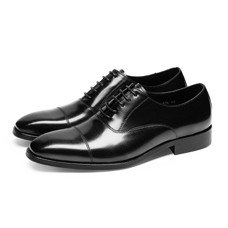 أحذية إيطالية من الجلد الطبيعي للرجال ، أحذية زفاف فاخرة ، أحذية اجتماعية ، مريحة وعصرية ، أوكسفورد سوداء ، جودة