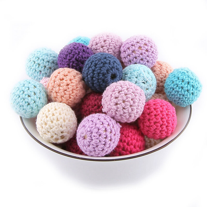 20Mm 10 Pc/Lot Crochet Bulat Manik-manik Kayu Bayi Tumbuh Gigi Manik-manik untuk Pacifier Rantai Kalung Gelang DIY Aksesori BPA Gratis