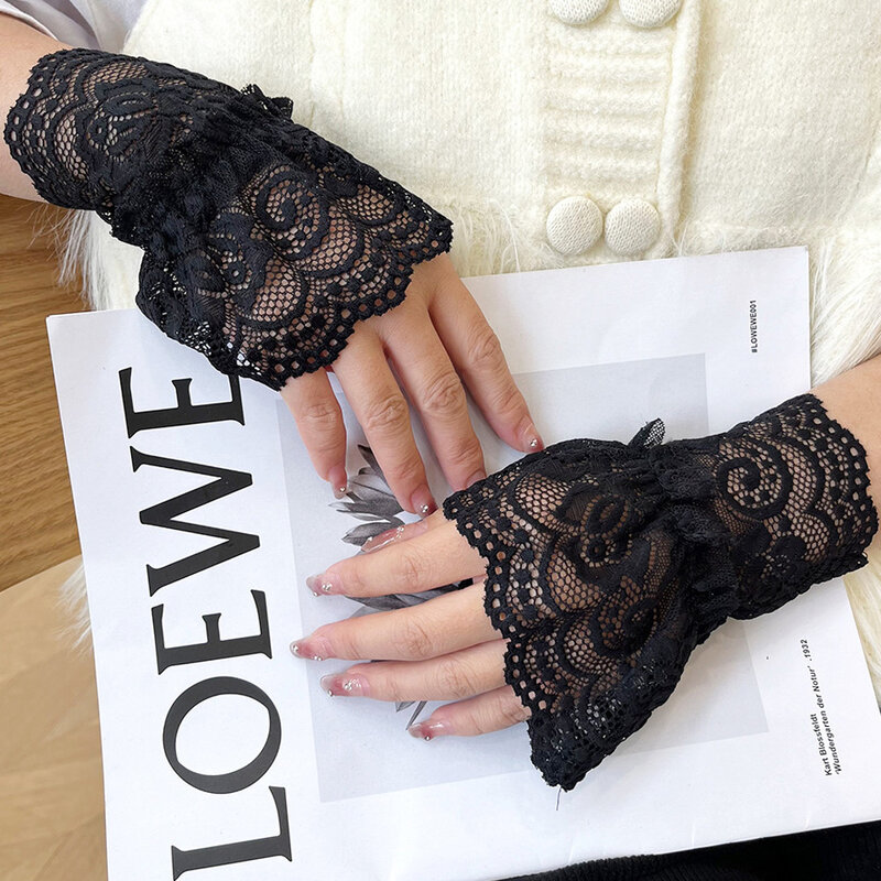 Lace Arm Cover Women Solid Color Elbow Sleeve Cuff Fake Sleeve Arm Covers White Black Nude Sun Protection Clothes Decoration