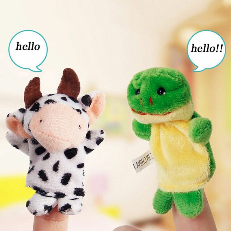 Cute 10pcs/set Animal Stuffed Baby Educational Kids Family Finger Puppets Hand Puppet Finger Toy Cloth Doll