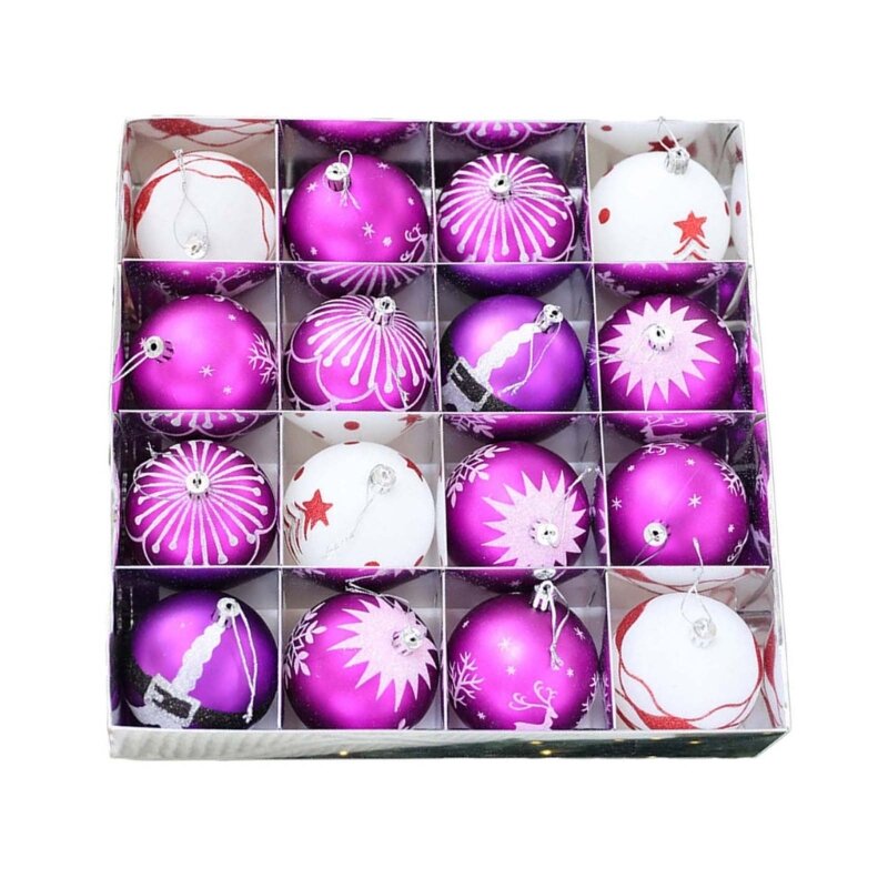 Y1UU Bộ 16 quả bóng trang trí Giáng sinh Đồ trang trí chống vỡ cho không khí lễ hội