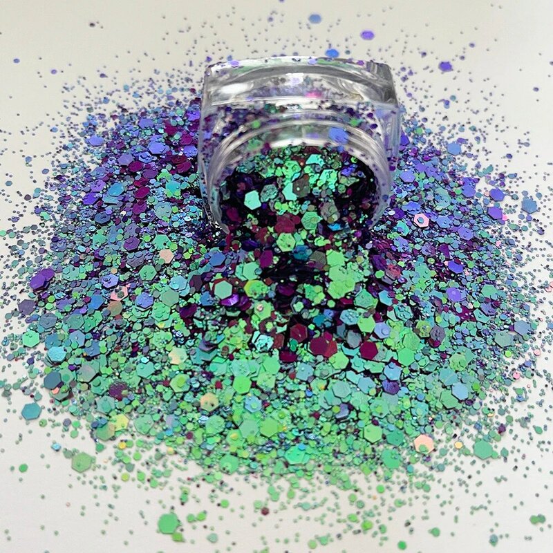 10 G/zak Chunky Glitter Bulk Kleur Shift Glitter Voor Gezicht Body Nail Ambachten Chameleon Pigmenten Accessoires