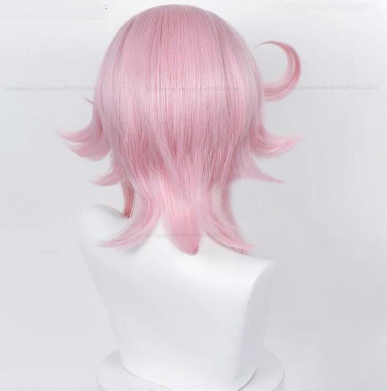 Wig Cosplay Game sumru Dori, Wig kulit kepala simulasi merah muda, rambut sintetis tahan panas, Wig pesta Halloween