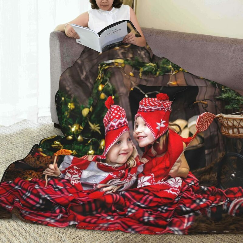Customized photo text flannel blanket, I love you as a gift, personalized gift for family and friends as a birthday gift.