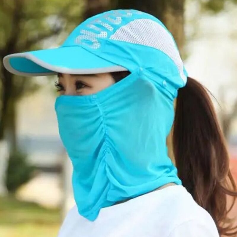 Pescoço e pescoço protetor solar para mulheres, proteção UV, secagem rápida, protetor facial, removível, chapéu legal, esportes ao ar livre
