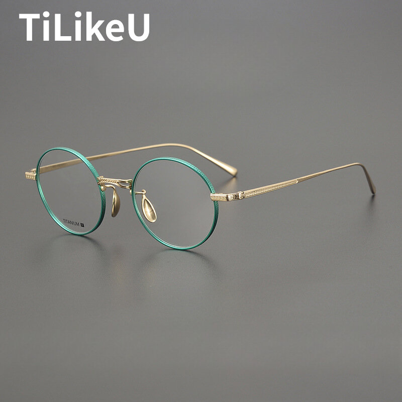 Montura de anteojos de titanio puro para hombres y mujeres, gafas redondas Retro de mano japonesa, gafas ópticas de lectura para miopía, negocios de lujo, nuevo