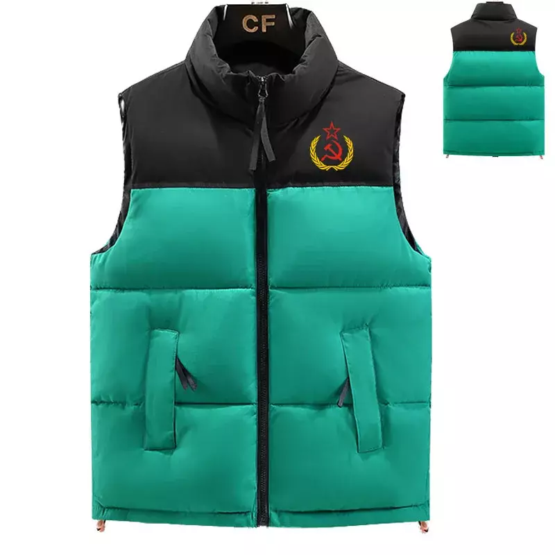 남성용 두꺼운 따뜻한 다운 재킷, 캐주얼 스포츠 면 재킷, 2023 겨울 다운 조끼, CCCP 로고 프린트 하이 퀄리티