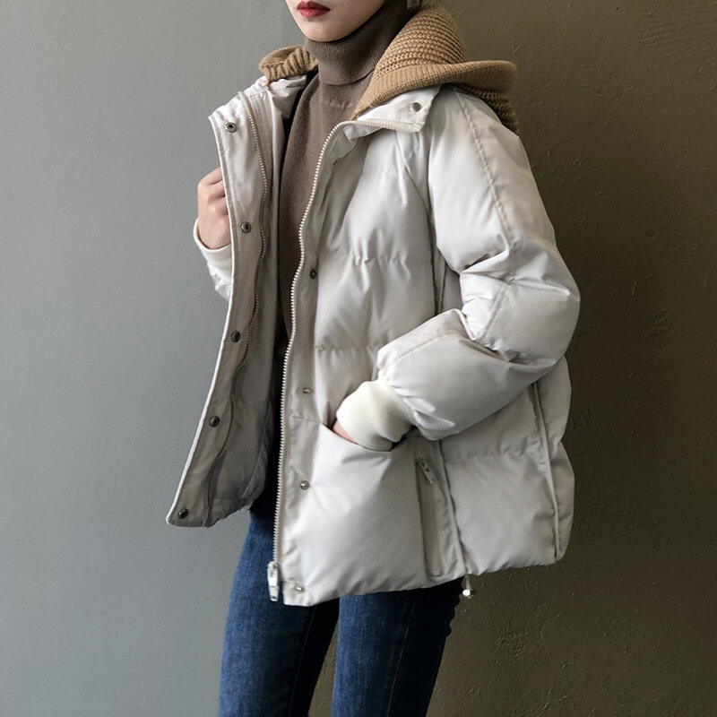 2022 inverno nova jaqueta de algodão de lã curta jaqueta de algodão solto feminino jaqueta de pão