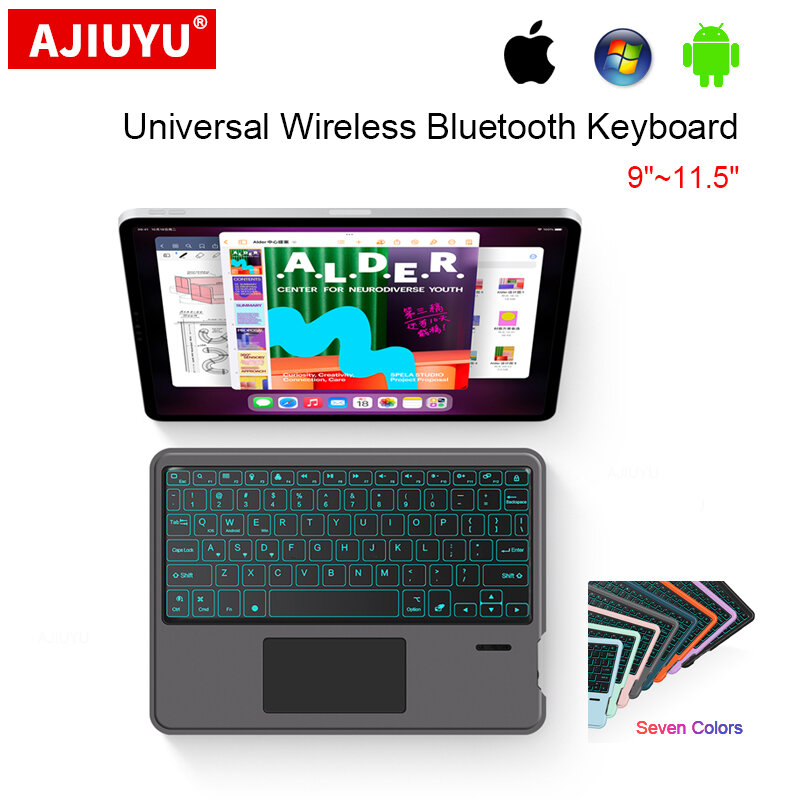 Uniwersalna klawiatura Bluetooth dla iPad HUAWEI Lenovo Samsung Lenovo XIAOMI techlast Blackview OPPO Tablet z podświetleniem Touchpad