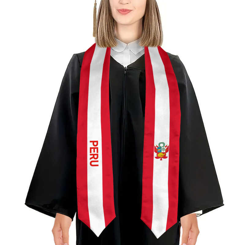 More design Graduation shawl Peru Flag & United States Flag Stole Sash Honor Study Aboard International Students